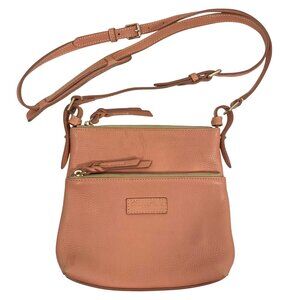 Dooney Bourke Dusty Pink Pebble Leather Travel Crossbody Bag  Adj Belt Strap